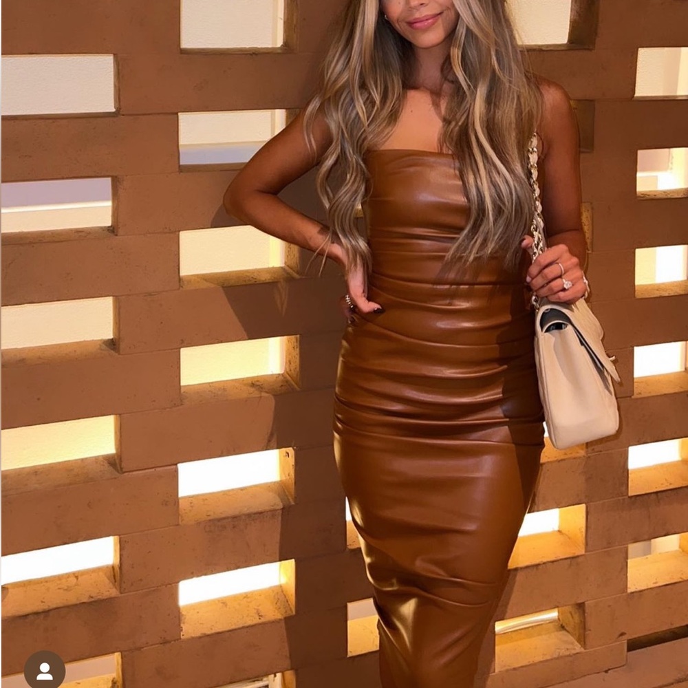 Nookie faux leather brown dress XS